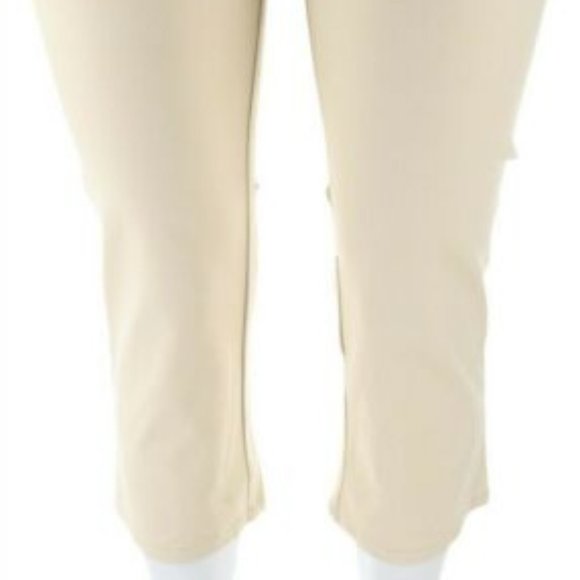 NWT DENIM & CO. KHAKI TWIN STRETCH CROP PANTS 16 - Picture 3 of 8